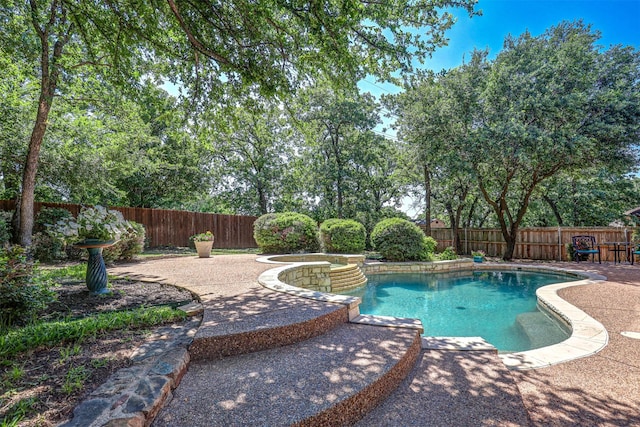12332 Green Ash Dr, Fort Worth, TX 76244 - view of pool with a fenced backyard, a patio, and a pool with connected hot tub