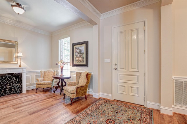 12332 Green Ash Dr, Fort Worth, TX 76244 - foyer entrance featuring crown molding and wood finished floors