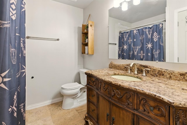 3320 S Fm 548, Royse City, TX 75189 - bathroom featuring toilet, baseboards, vanity, and a shower with curtain