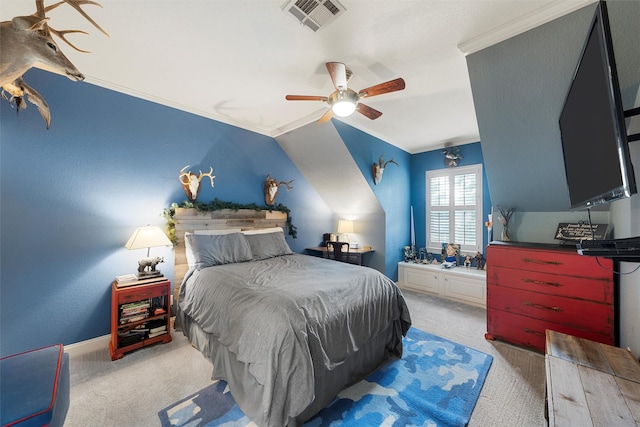 306 Winding Creek Ln, Mcgregor, TX 76657 - carpeted bedroom featuring ornamental molding and a ceiling fan