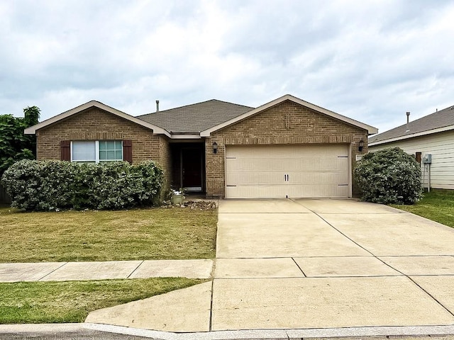10028 Quail Glen Dr, Fort Worth, TX 76140 - ranch-style house featuring brick siding, a garage, a front yard, and concrete driveway
