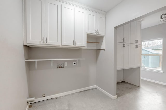 6723 Blessing Dr, Dallas, TX 75214 - washroom with hookup for an electric dryer, baseboards, cabinet space, and hookup for a washing machine