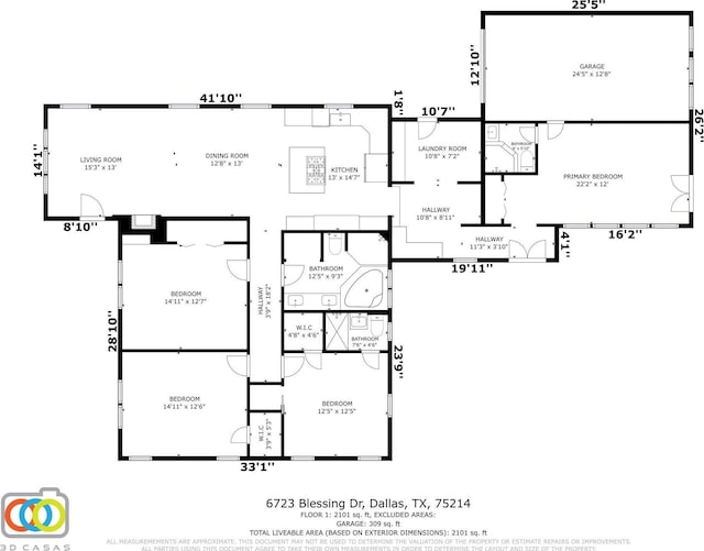 6723 Blessing Dr, Dallas, TX 75214 - floor plan / room layout
