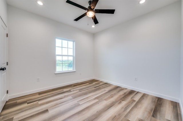 488 Klas Rd, Sherman, TX 75092 - empty room featuring recessed lighting, a ceiling fan, and light wood-style flooring
