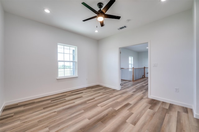 488 Klas Rd, Sherman, TX 75092 - empty room featuring light wood-type flooring, recessed lighting, and ceiling fan