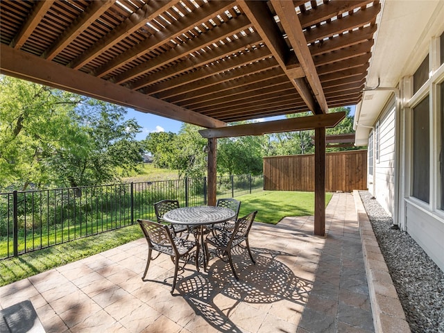 2135 Highland Dr, Wylie, TX 75098 - view of patio / terrace with outdoor dining space, a pergola, and view of scattered trees