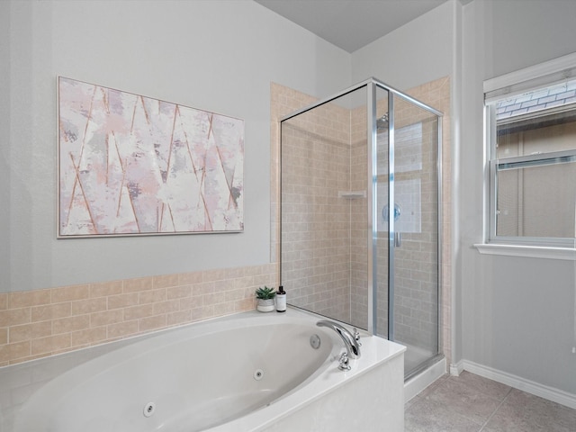 8821 Whitehead St, Mckinney, TX 75070 - full bath featuring a stall shower, a whirlpool tub, and tile patterned flooring