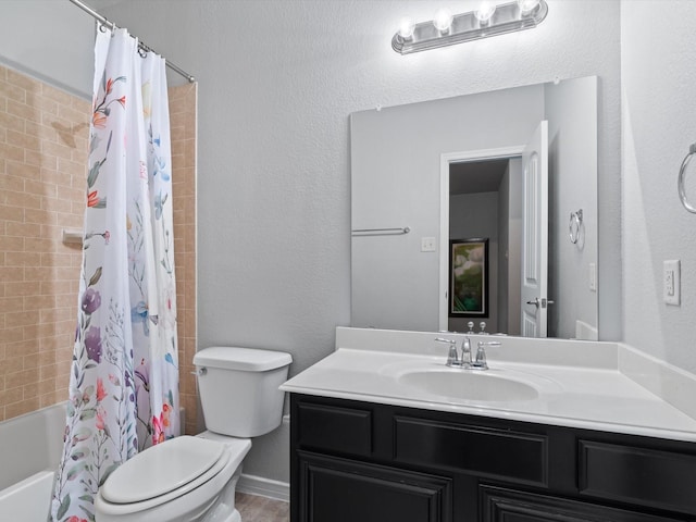 8821 Whitehead St, Mckinney, TX 75070 - bathroom with toilet, shower / bath combo with shower curtain, and vanity