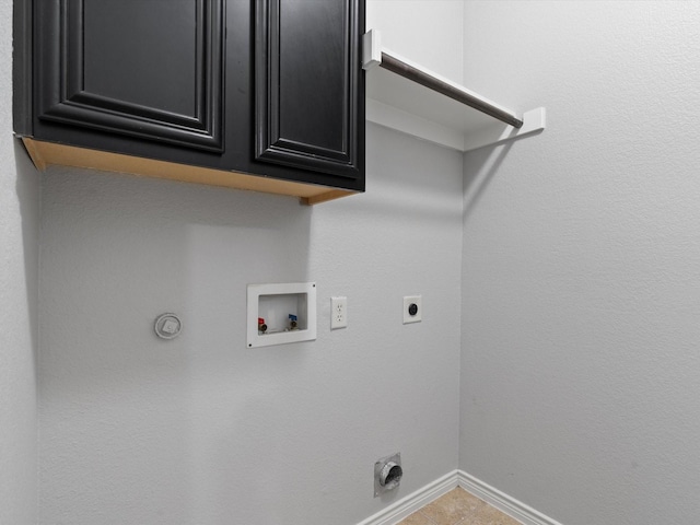 8821 Whitehead St, Mckinney, TX 75070 - laundry area featuring hookup for an electric dryer, hookup for a washing machine, gas dryer hookup, baseboards, and cabinet space