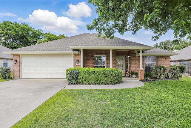 840 Heberle Dr, Burleson, TX 76028 - ranch-style home with a garage, brick siding, driveway, and roof with shingles