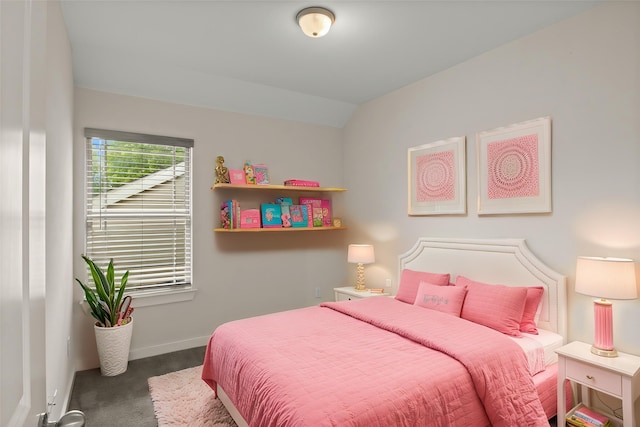 2024 Kraft St, Dallas, TX 75212 - bedroom featuring carpet, baseboards, and vaulted ceiling