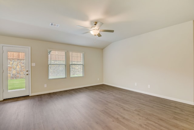 506 Stagg St, Mckinney, TX 75069 - unfurnished room featuring a ceiling fan, wood finished floors, and baseboards
