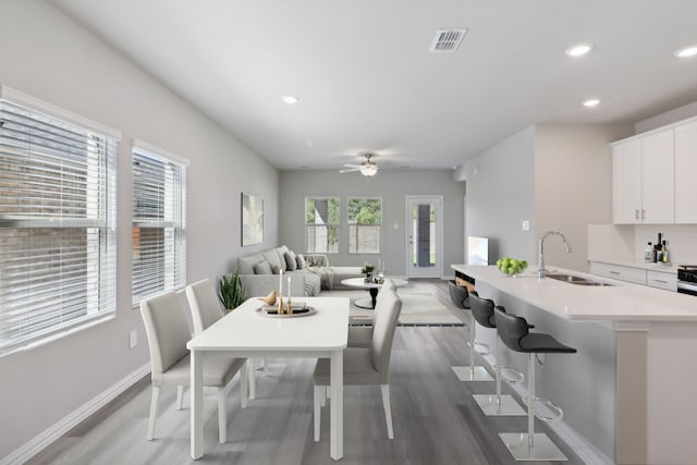 512 Willet Dr, Mckinney, TX 75069 - dining area featuring wood finished floors, recessed lighting, ceiling fan, and baseboards