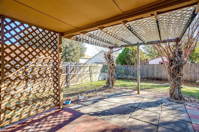 3209 Woodlark Dr, Fort Worth, TX 76123 - view of patio with a fenced backyard and a pergola