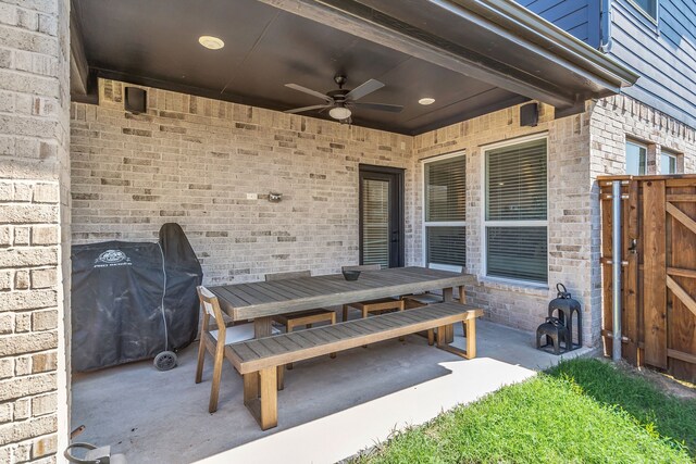 601 Wilderness Point Ln, Anna, TX 75409 - view of patio / terrace with ceiling fan, outdoor dining space, and grilling area