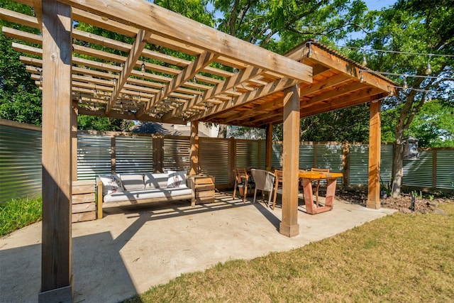 view of patio featuring a pergola