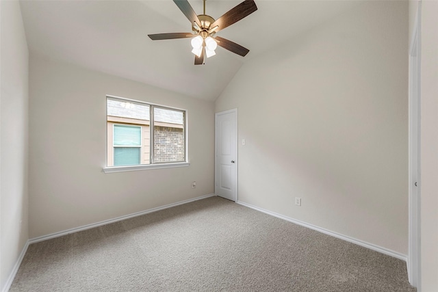 425 Tobin Dr, Seagoville, TX 75159 - unfurnished room with carpet floors, a ceiling fan, baseboards, and lofted ceiling