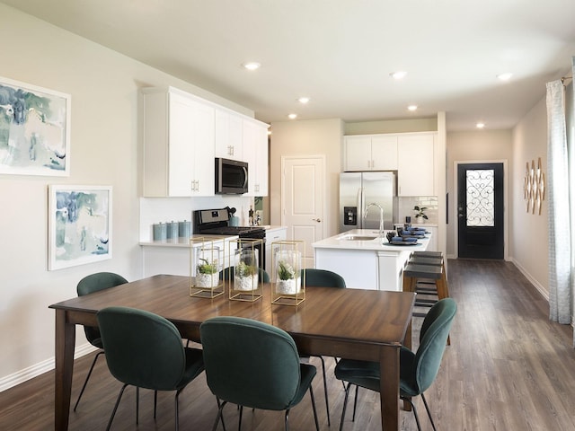 514 Willet Dr, Mckinney, TX 75069 - dining room featuring baseboards, dark wood finished floors, and recessed lighting