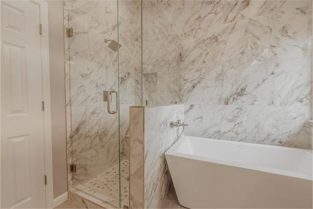 1435 Vine St, Weatherford, TX 76086 - full bath featuring a soaking tub and a marble finish shower