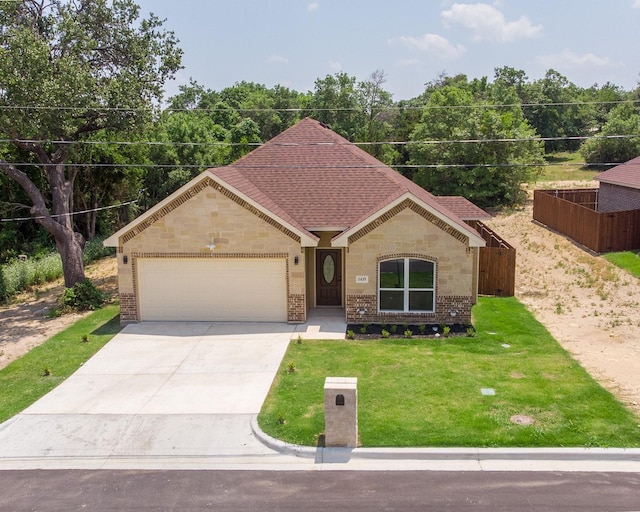 1435 Vine St, Weatherford, TX 76086 - view of front of property with a garage, concrete driveway, and brick siding