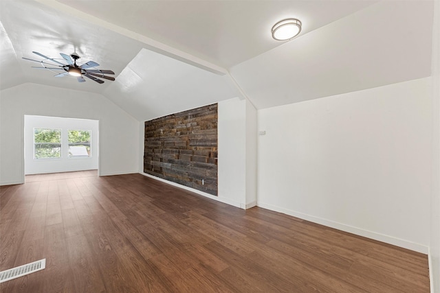 3801 Homan Ave, Waco, TX 76707 - bonus room with ceiling fan, vaulted ceiling, wood finished floors, and baseboards