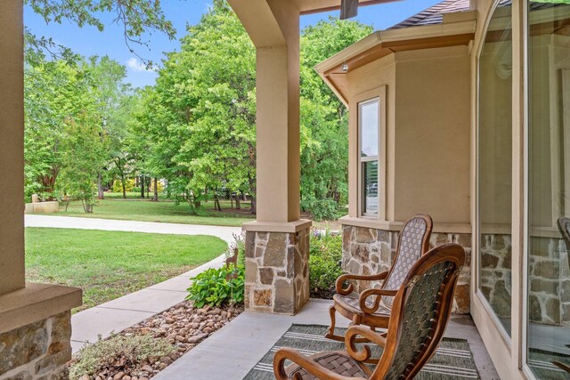 2051 E Oak Shores Dr, Cross Roads, TX 76227 - view of patio / terrace featuring a porch