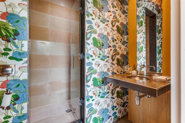 4335 Travis St, Dallas, TX 75205 - bathroom with a sink and a shower with shower door