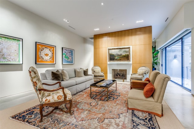 4335 Travis St, Dallas, TX 75205 - living room featuring recessed lighting and a large fireplace