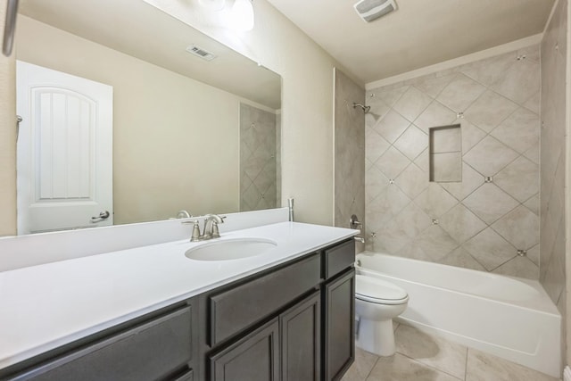 301 Harcourt Ave, Mckinney, TX 75072 - bathroom with toilet, tile patterned flooring, vanity, and bathtub / shower combination