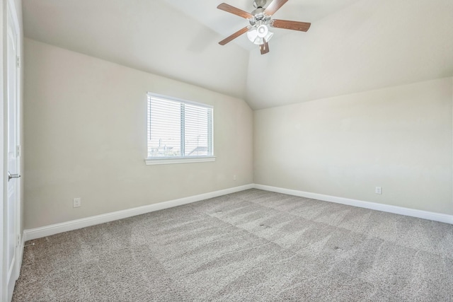 301 Harcourt Ave, Mckinney, TX 75072 - unfurnished room featuring carpet flooring, lofted ceiling, ceiling fan, and baseboards