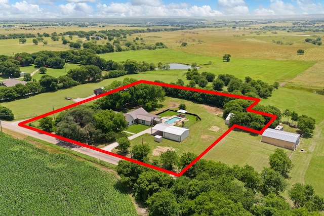 11240 County Road 102, Grandview, TX 76050 - aerial view of sparsely populated area featuring property parcel outlined and a nearby body of water