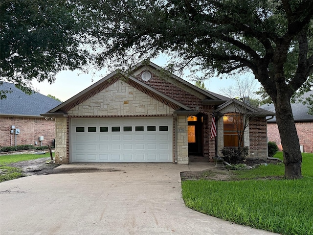 120 Saint Francis Ln, Mabank, TX 75156 - ranch-style home with driveway, a garage, stone siding, and brick siding