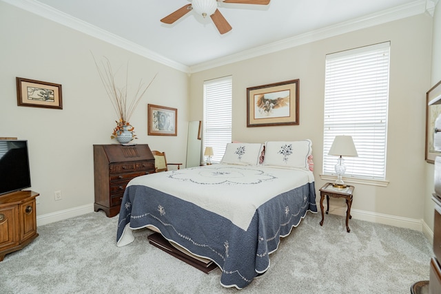 120 Saint Francis Ln, Mabank, TX 75156 - bedroom featuring carpet floors, crown molding, and a ceiling fan