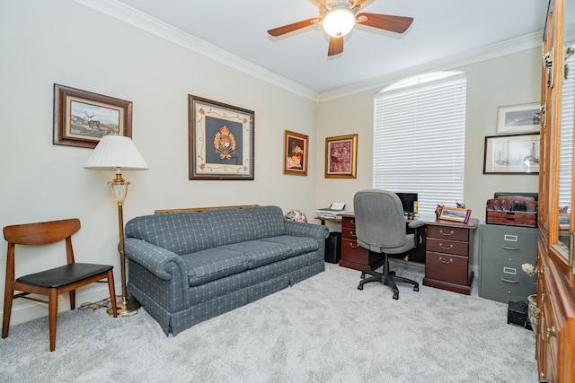 120 Saint Francis Ln, Mabank, TX 75156 - carpeted office featuring ornamental molding and ceiling fan