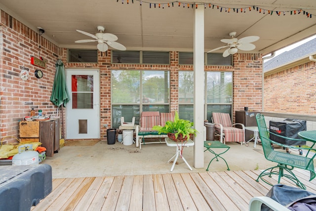 120 Saint Francis Ln, Mabank, TX 75156 - wooden terrace featuring a ceiling fan