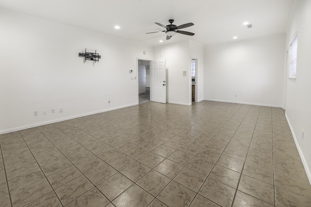 124 Fm 2450, Krum, TX 76249 - spare room featuring recessed lighting, ceiling fan, baseboards, and tile patterned flooring