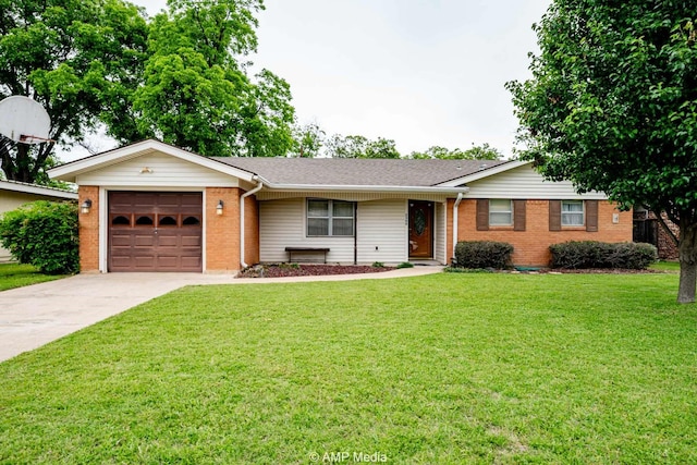 2302 13th, Brownwood, TX 76801 - ranch-style home featuring an attached garage, brick siding, concrete driveway, and a front yard
