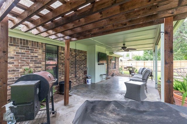 1626 Morrow Ln, Abilene, TX 79601 - view of patio / terrace with fence, ceiling fan, and a pergola