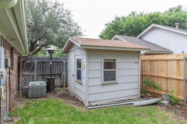 1626 Morrow Ln, Abilene, TX 79601 - view of shed featuring central air condition unit and a fenced backyard