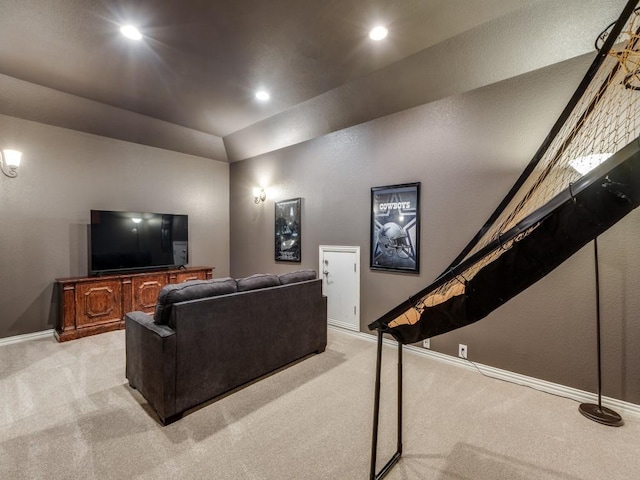5924 Deerwood Ln, Frisco, TX 75036 - home theater room featuring light carpet, baseboards, and recessed lighting