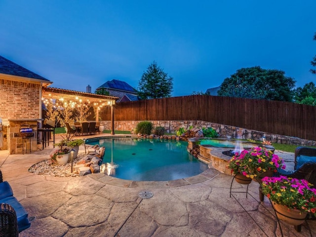 5924 Deerwood Ln, Frisco, TX 75036 - view of pool featuring a fenced backyard, a patio area, and a pool with connected hot tub