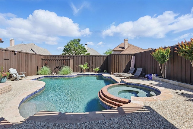 3921 Overlake Dr, Plano, TX 75023 - view of pool with a fenced backyard, a pool with connected hot tub, and a patio area