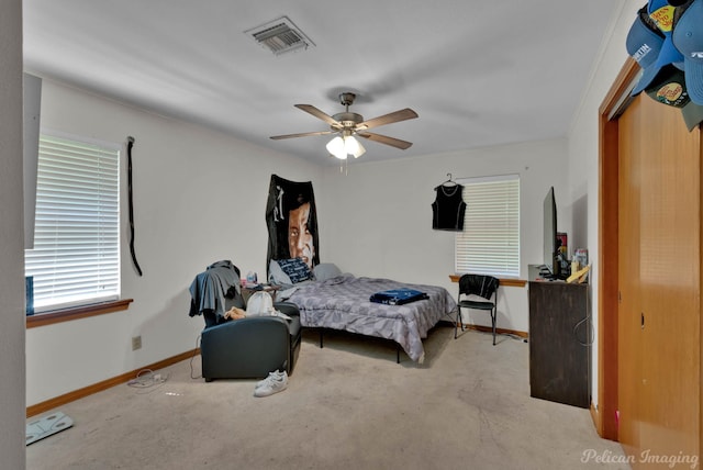 3315 Surrey Rd, Shreveport, LA 71105 - bedroom with carpet, baseboards, and ceiling fan