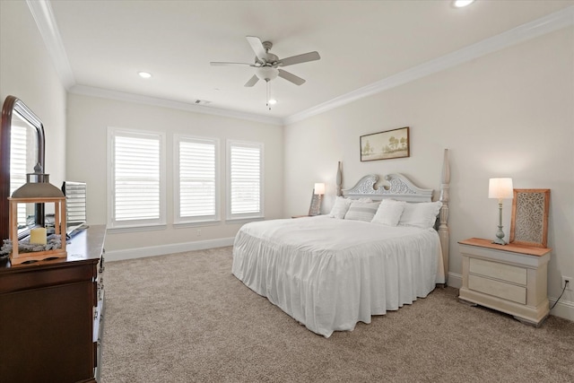 2101 Narrow Rd, Lucas, TX 75002 - bedroom featuring light carpet, multiple windows, crown molding, baseboards, and recessed lighting