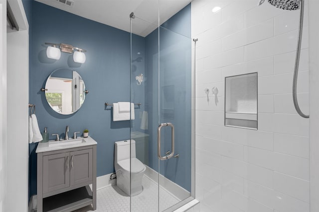 1217 Hawthorne Ave, Fort Worth, TX 76110 - full bathroom featuring a shower stall, vanity, toilet, and tile patterned flooring