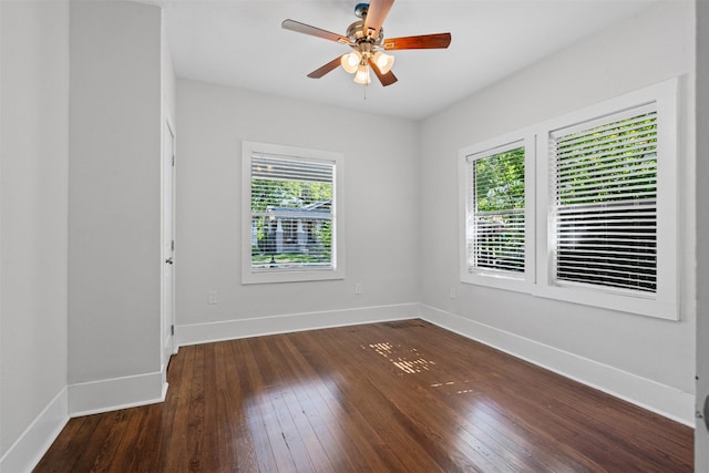 1217 Hawthorne Ave, Fort Worth, TX 76110 - empty room with baseboards, hardwood / wood-style floors, and a ceiling fan