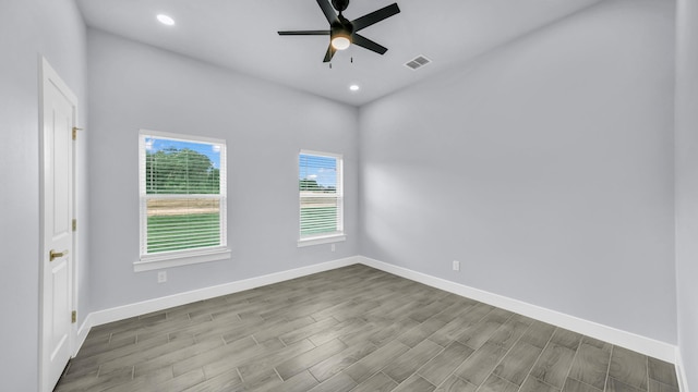 140 Rolling Hills Blvd, Alvord, TX 76225 - spare room featuring a ceiling fan, wood finished floors, baseboards, and recessed lighting