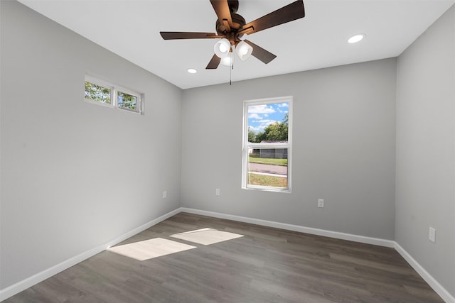 2208 Jane St, Waco, TX 76711 - spare room featuring healthy amount of natural light, a ceiling fan, baseboards, wood finished floors, and recessed lighting