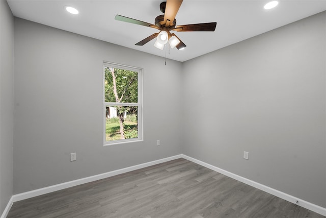 2208 Jane St, Waco, TX 76711 - empty room with wood finished floors, ceiling fan, baseboards, and recessed lighting