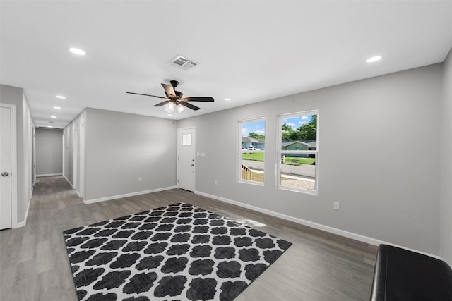 2208 Jane St, Waco, TX 76711 - foyer featuring wood finished floors, recessed lighting, baseboards, and a ceiling fan